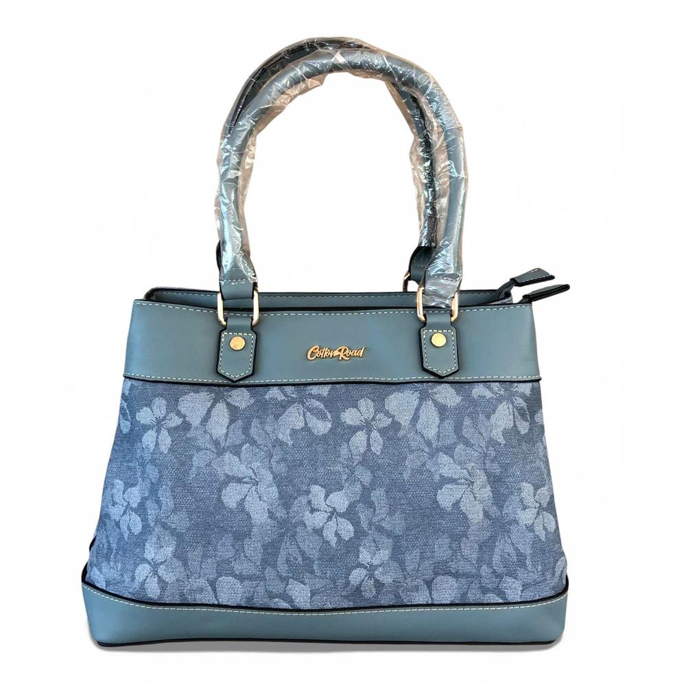Cotton Road Handbag: BLUE FLORAL PU Leather Handbag