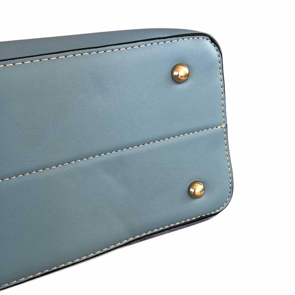Cotton Road Handbag: BLUE FLORAL PU Leather Handbag