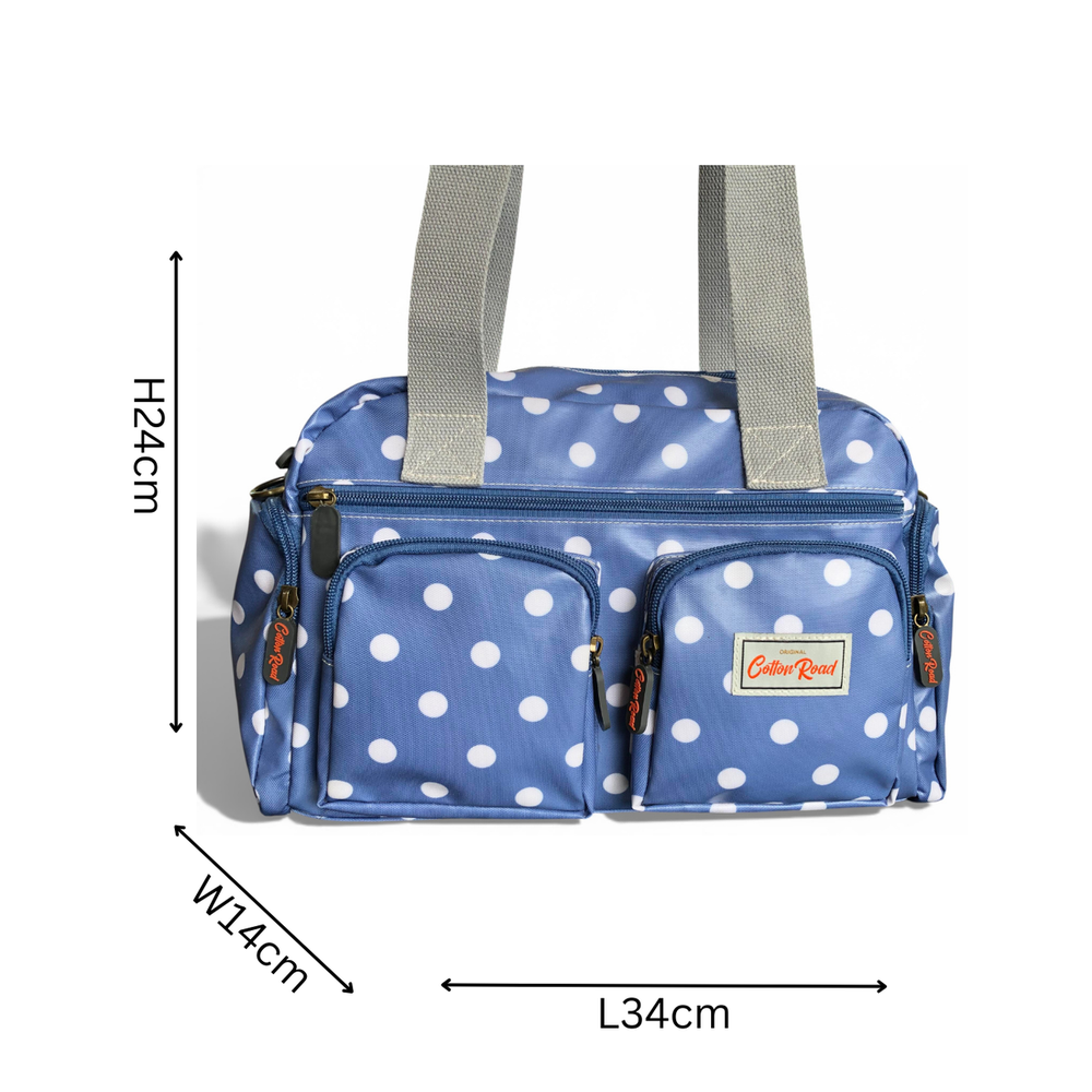 Cotton Road Handbag: BLUE PVC Handbag with DOTS for Everyday Use