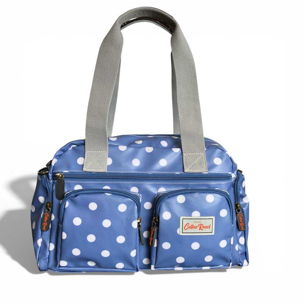 Cotton Road Handbag: BLUE PVC Handbag with DOTS for Everyday Use