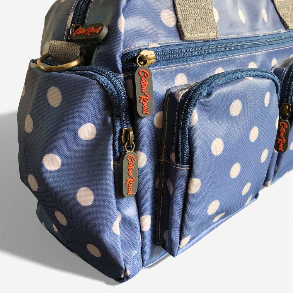 Cotton Road Handbag: BLUE PVC Handbag with DOTS for Everyday Use