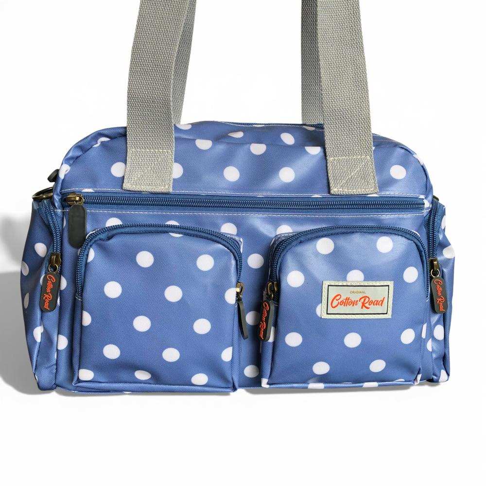 Cotton Road Handbag: BLUE PVC Handbag with DOTS for Everyday Use