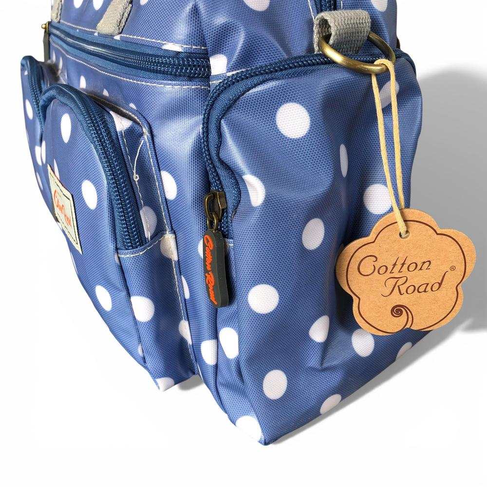 Cotton Road Handbag: BLUE PVC Handbag with DOTS for Everyday Use