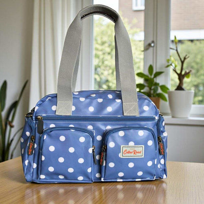Cotton Road Handbag: BLUE PVC Handbag with DOTS for Everyday Use