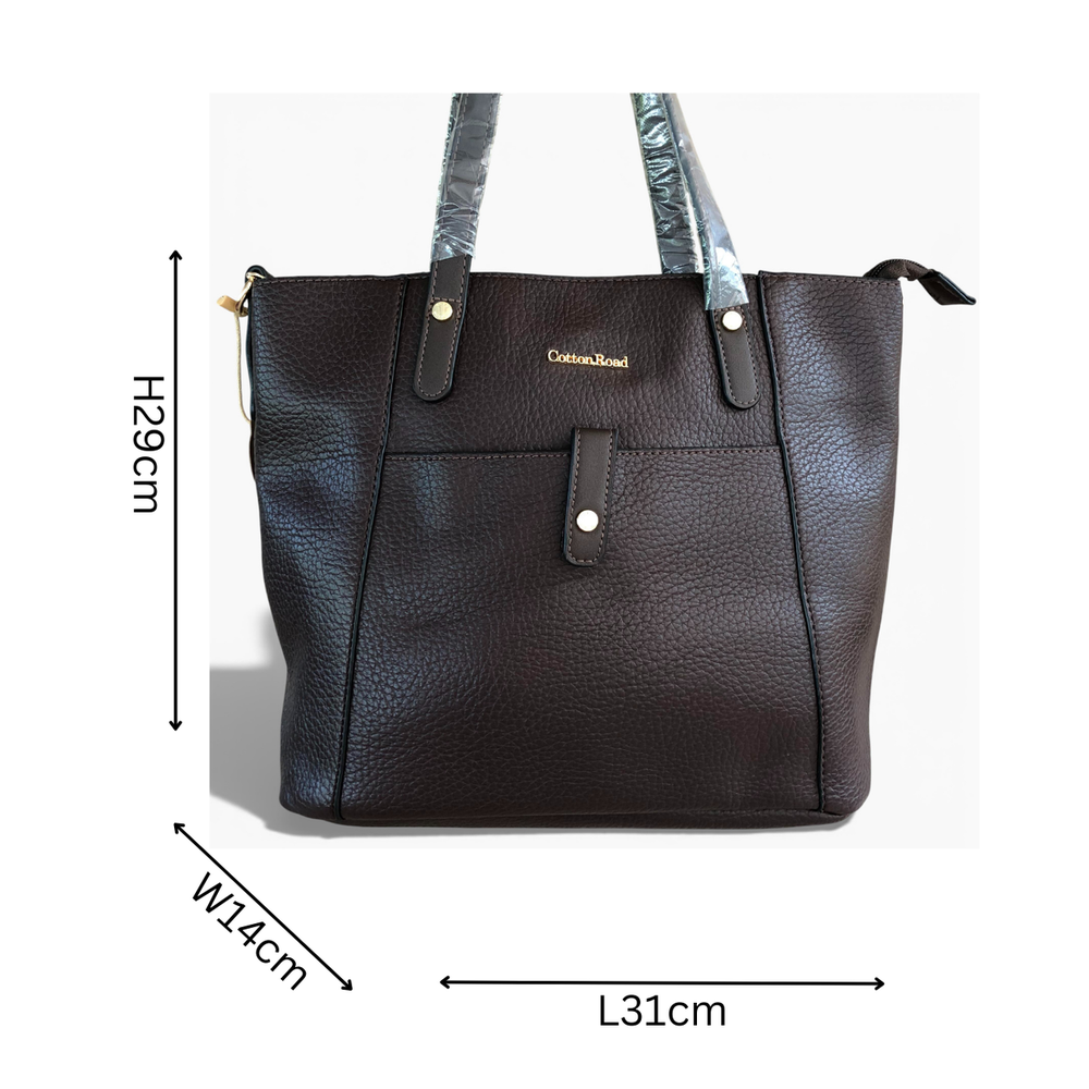 Cotton Road Handbag: BROWN PU Leather Handbag