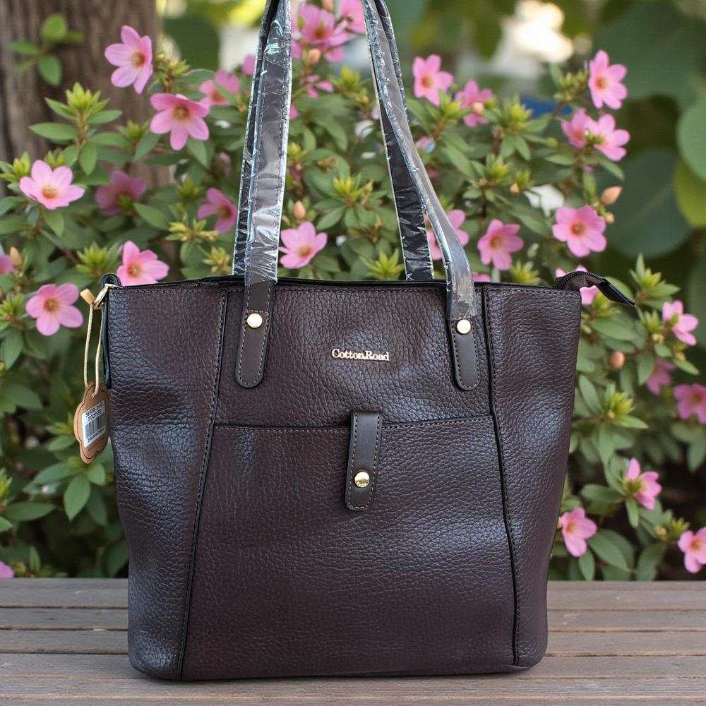 Cotton Road Handbag: BROWN PU Leather Handbag