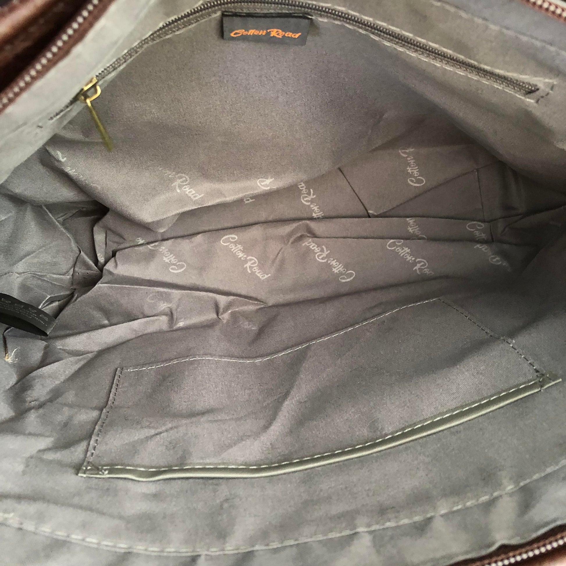 Cotton Road Brown PU leather handbag with floral pattern OPEN