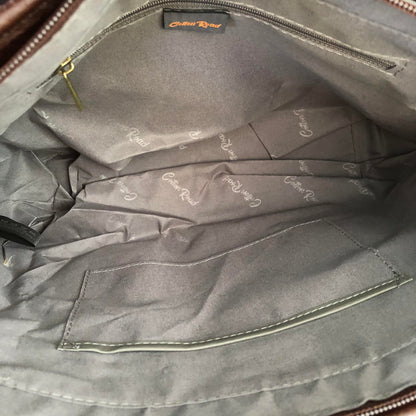 Cotton Road Brown PU leather handbag with floral pattern OPEN