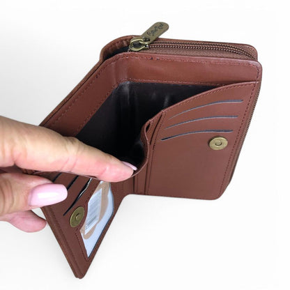 Cotton Road Handbag: BROWN PU Leather Handbag with Matching Wallet
