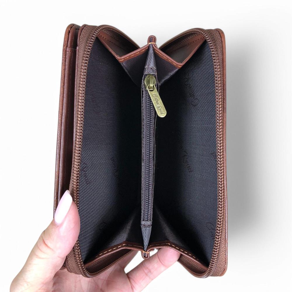 Cotton Road Handbag: BROWN PU Leather Handbag with Matching Wallet