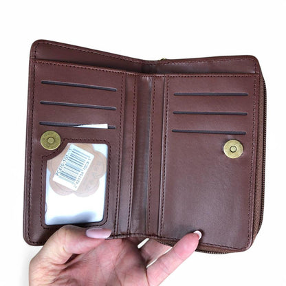 Cotton Road Handbag: BROWN PU Leather Handbag with Matching Wallet