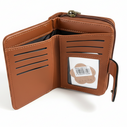 Cotton Road Handbag: BROWN PU Leather with LEAF Design Wallet