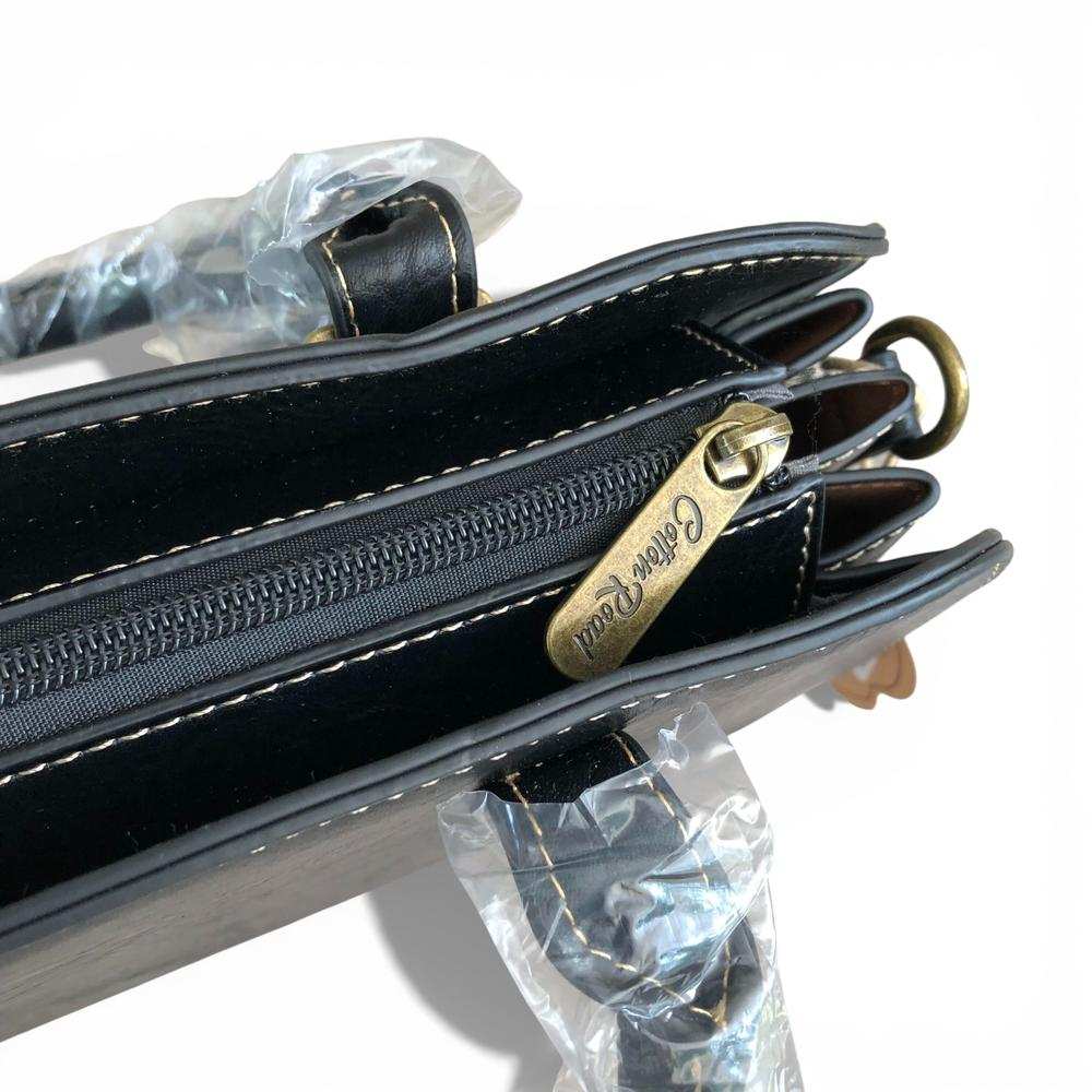 Cotton Road Handbag: Black PU Leather Bag for Stylish Daily Use
