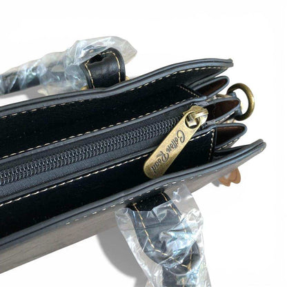 Cotton Road Handbag: Black PU Leather Bag for Stylish Daily Use