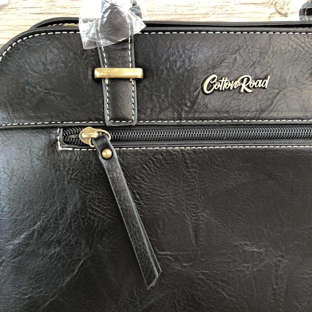 Cotton Road Handbag: Black PU Leather Bag for Stylish Daily Use