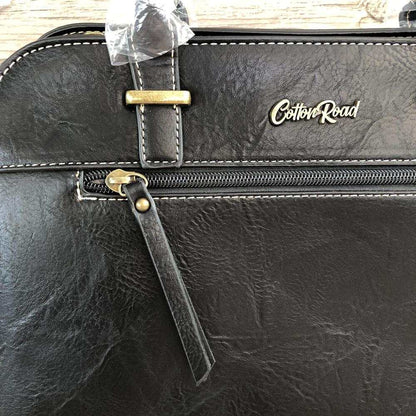 Cotton Road Handbag: Black PU Leather Bag for Stylish Daily Use