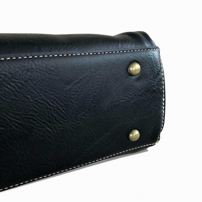 Cotton Road Handbag: Black PU Leather Bag for Stylish Daily Use