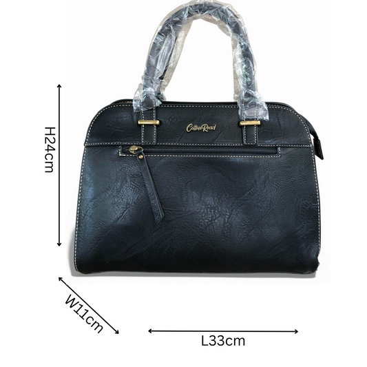 Cotton Road Handbag: Black PU Leather Bag for Stylish Daily Use