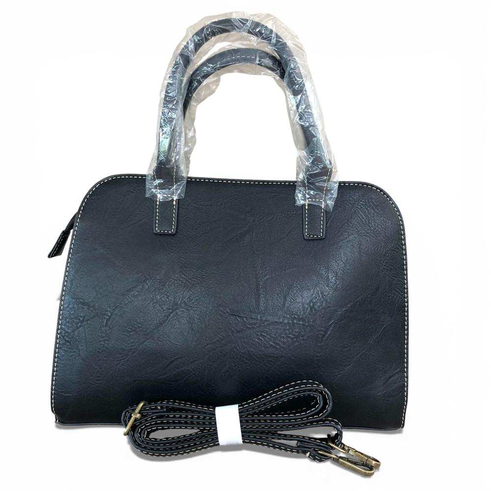 Cotton Road Handbag: Black PU Leather Bag for Stylish Daily Use