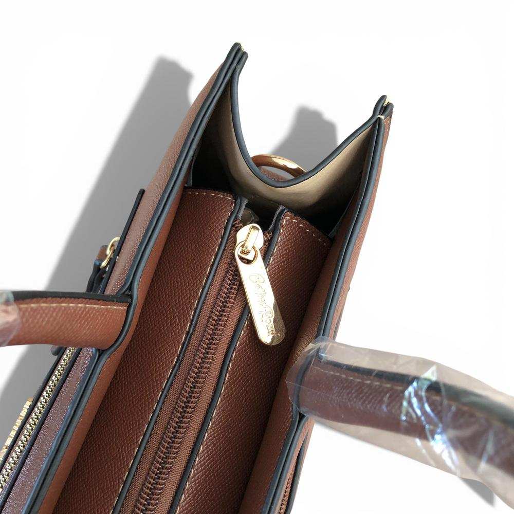 Cotton Road Handbag: Brown PU Leather Bag with Versatile Design and Comfort