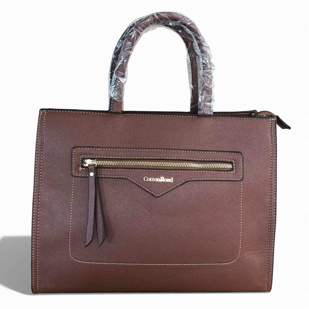 Cotton Road Handbag: Brown PU Leather Bag with Versatile Design and Comfort