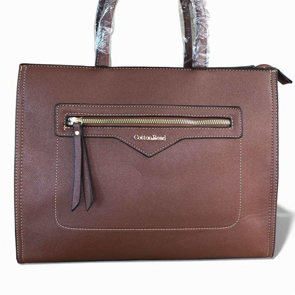 Cotton Road Handbag: Brown PU Leather Bag with Versatile Design and Comfort