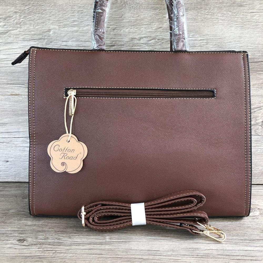 Cotton Road Handbag: Brown PU Leather Bag with Versatile Design and Comfort