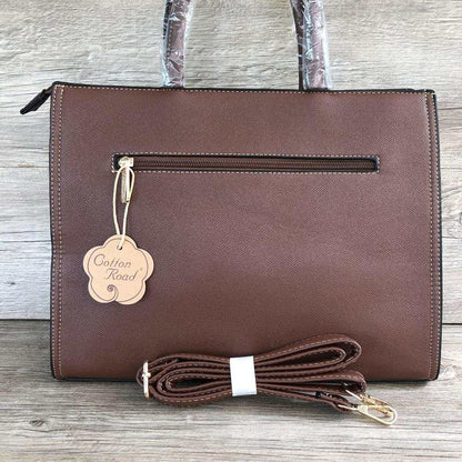 Cotton Road Handbag: Brown PU Leather Bag with Versatile Design and Comfort