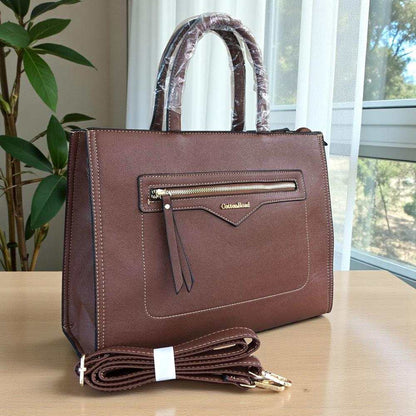 Cotton Road Handbag: Brown PU Leather Bag with Versatile Design and Comfort