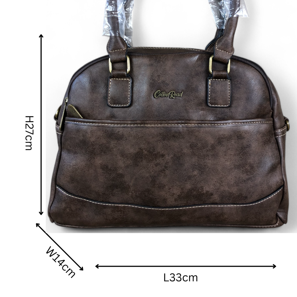 Cotton Road Handbag: COFFEE BROWN PU Leather Handbag