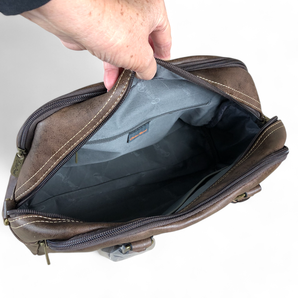 Cotton Road Handbag: COFFEE BROWN PU Leather Handbag