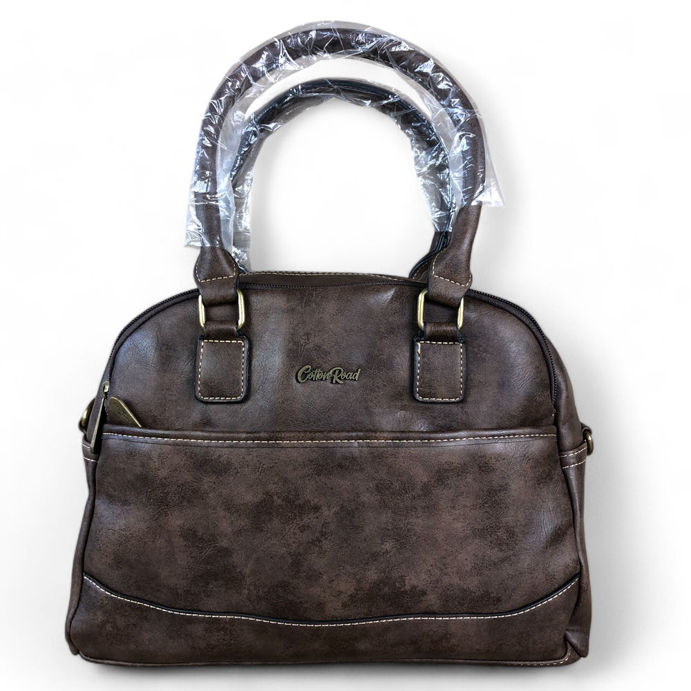 Cotton Road Handbag: COFFEE BROWN PU Leather Handbag