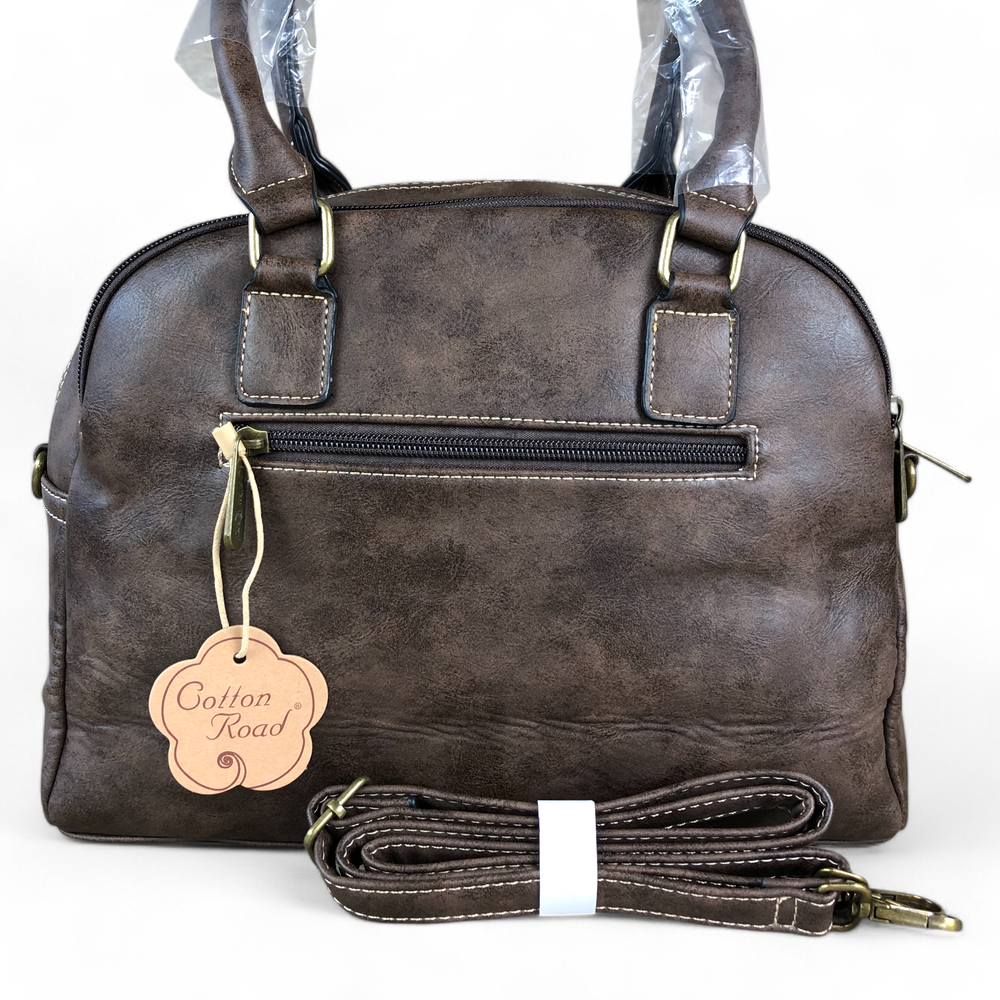 Cotton Road Handbag: COFFEE BROWN PU Leather Handbag