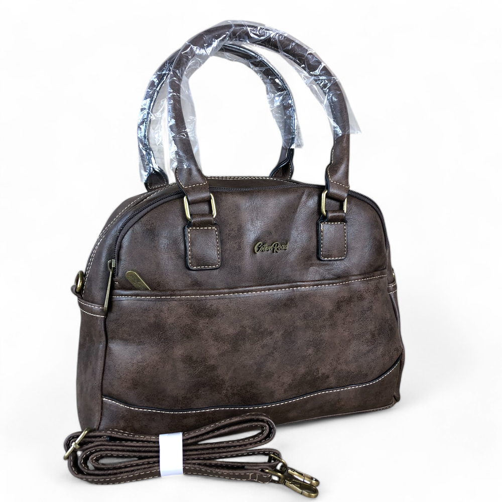 Cotton Road Handbag: COFFEE BROWN PU Leather Handbag