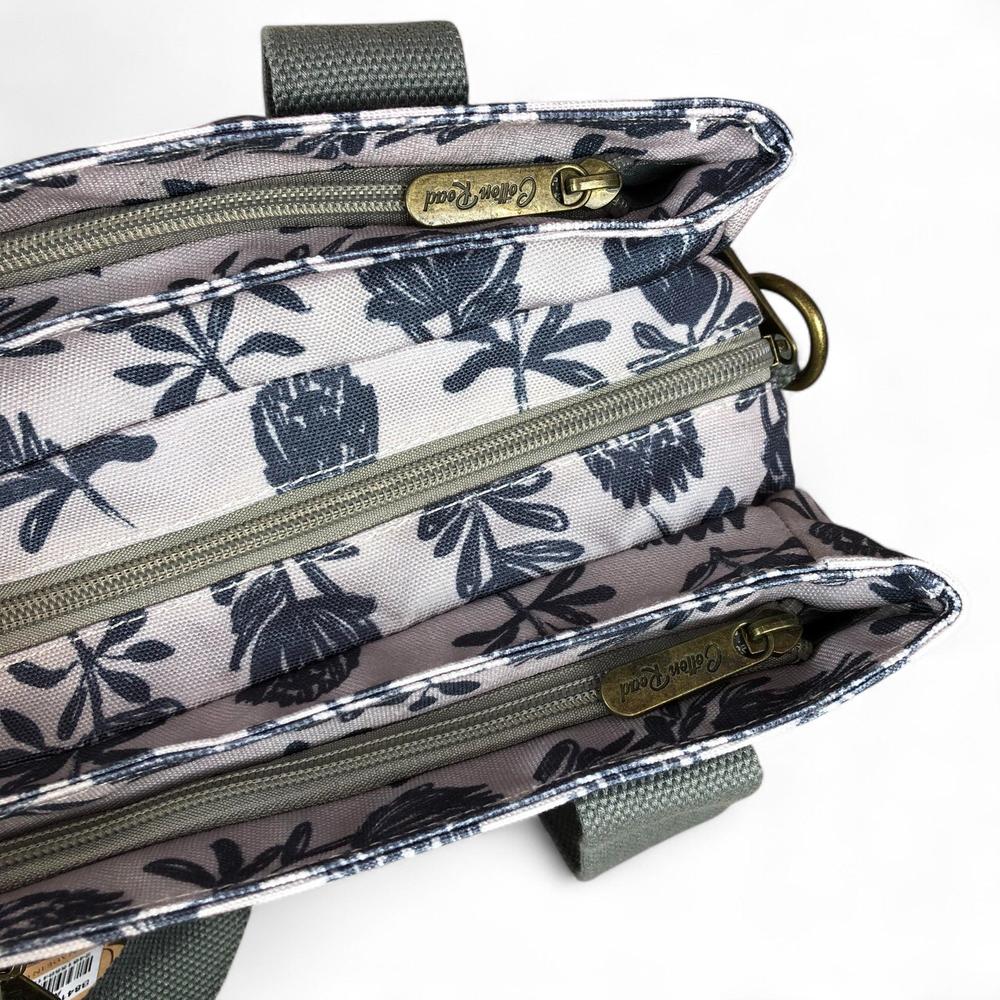 Cotton Road Handbag: GREY Canvas Handbag with PROTEA Print