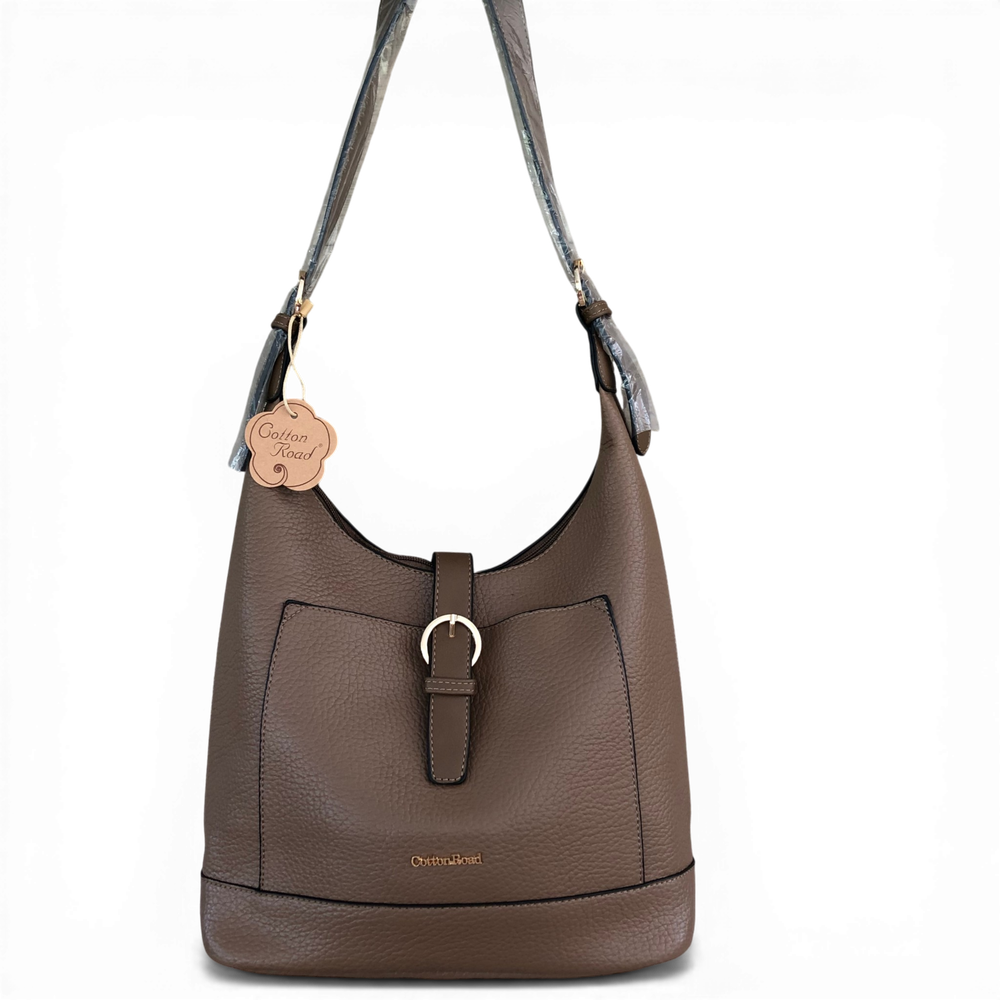 Cotton Road Handbag: KHAKI PU Leather HANGING