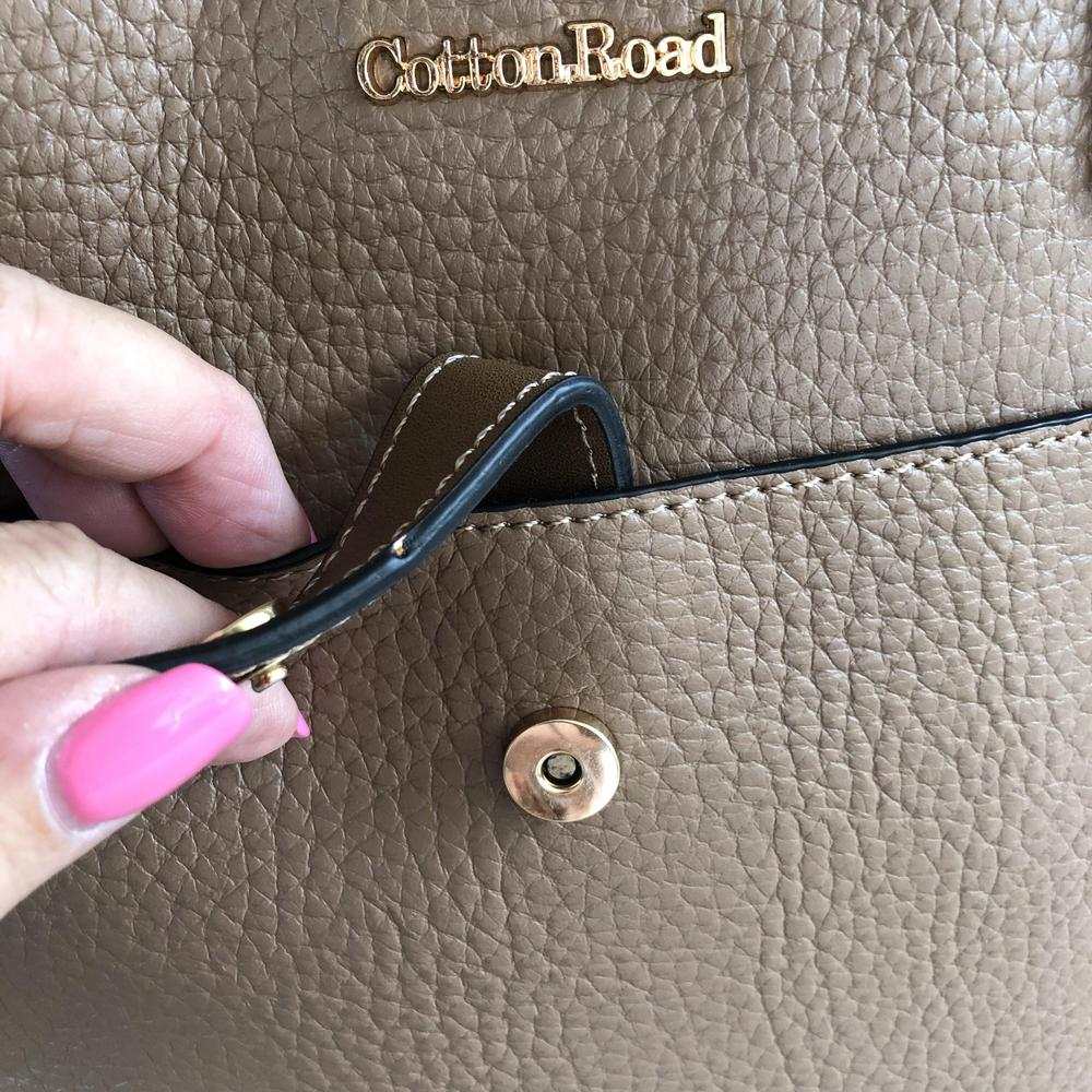 Cotton Road Handbag: KHAKI PU Leather Handbag