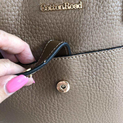 Cotton Road Handbag: KHAKI PU Leather Handbag