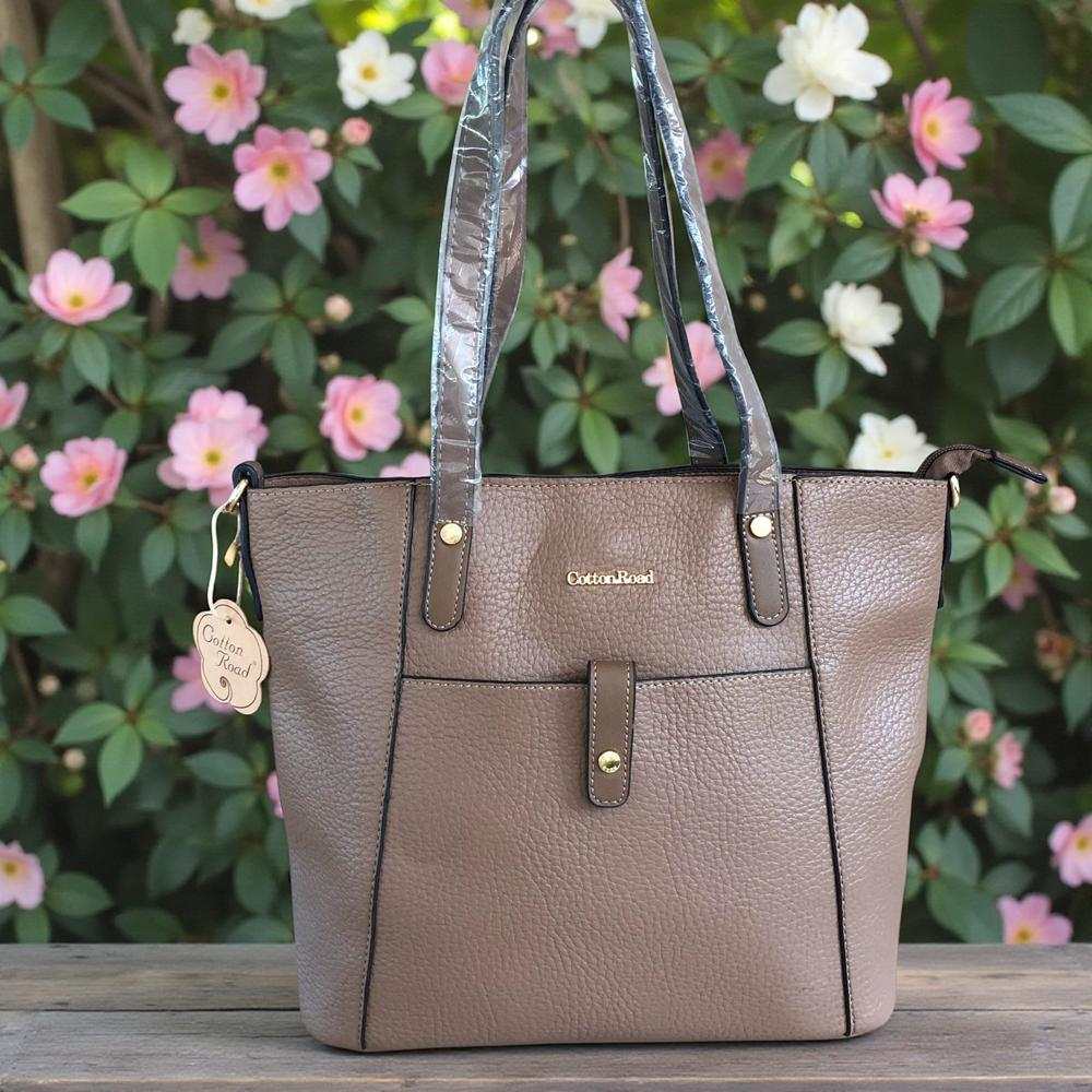 Cotton Road Handbag: KHAKI PU Leather Handbag