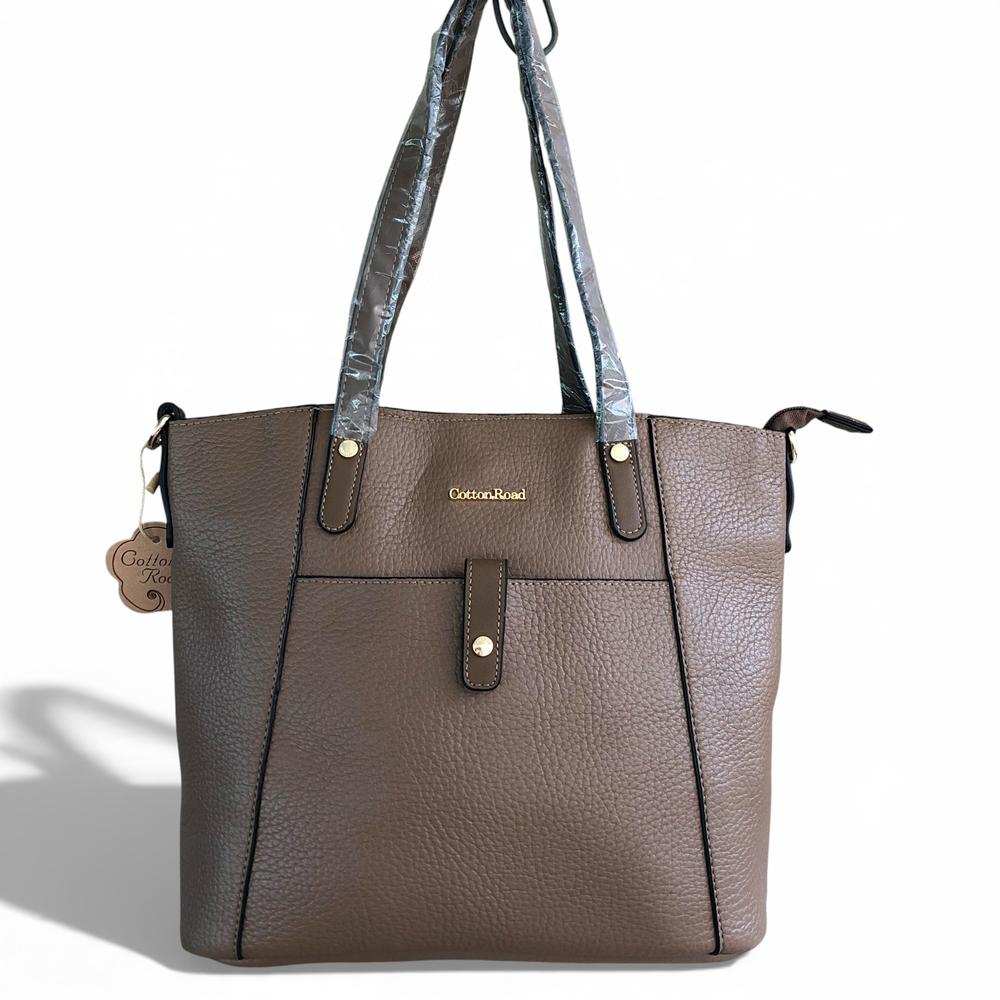 Cotton Road Handbag: KHAKI PU Leather Handbag