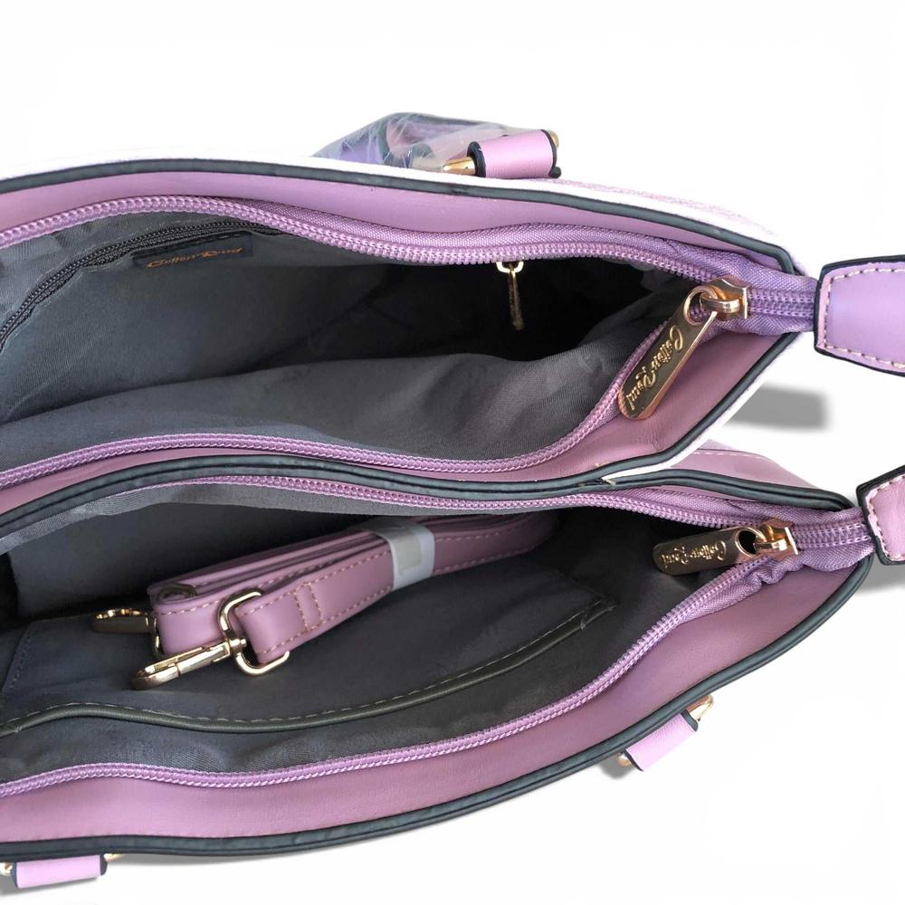 Cotton Road Handbag: LILAC FLORAL PU Leather Handbag