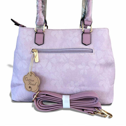 Cotton Road Handbag: LILAC FLORAL PU Leather Handbag