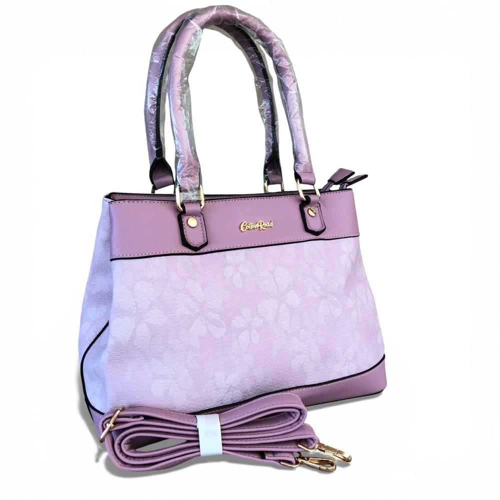 Cotton Road Handbag: LILAC FLORAL PU Leather Handbag