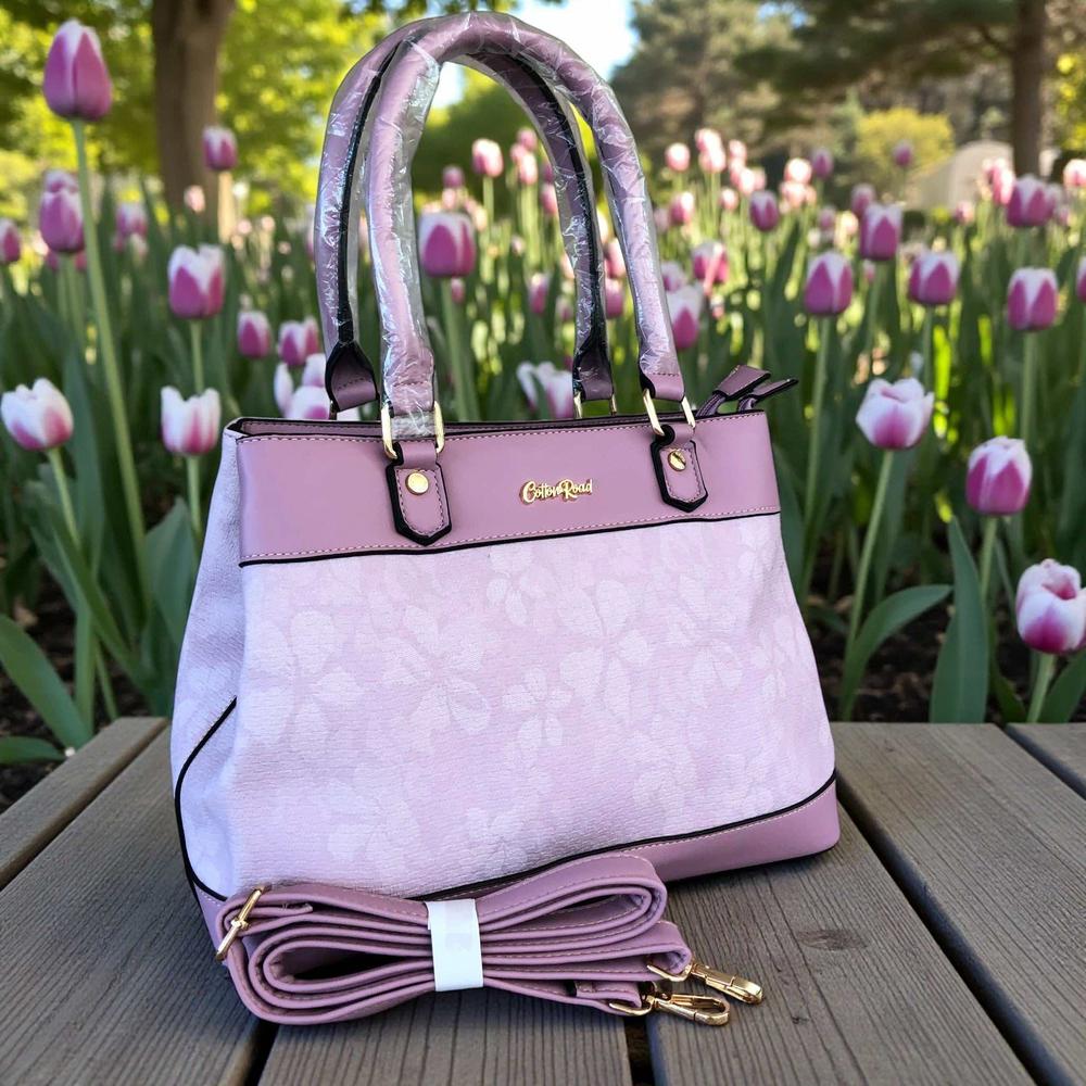 Cotton Road Handbag: LILAC FLORAL PU Leather Handbag