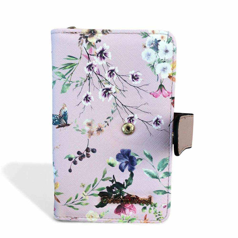 Cotton Road Handbag: PINK PU LEATHER with FLORAL Panel Wallet