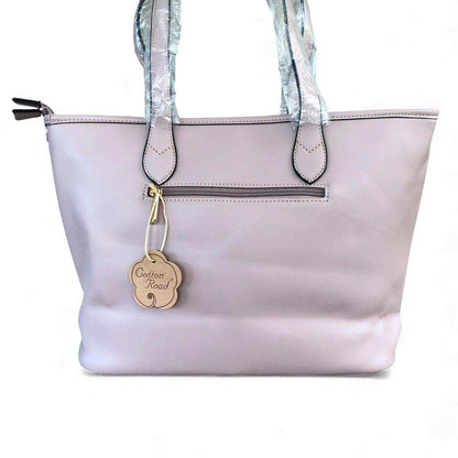 Cotton Road Handbag: PINK PU LEATHER with FLORAL Panel back