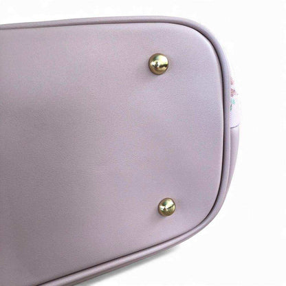 Cotton Road Handbag: PINK PU LEATHER with FLORAL Panel bottom