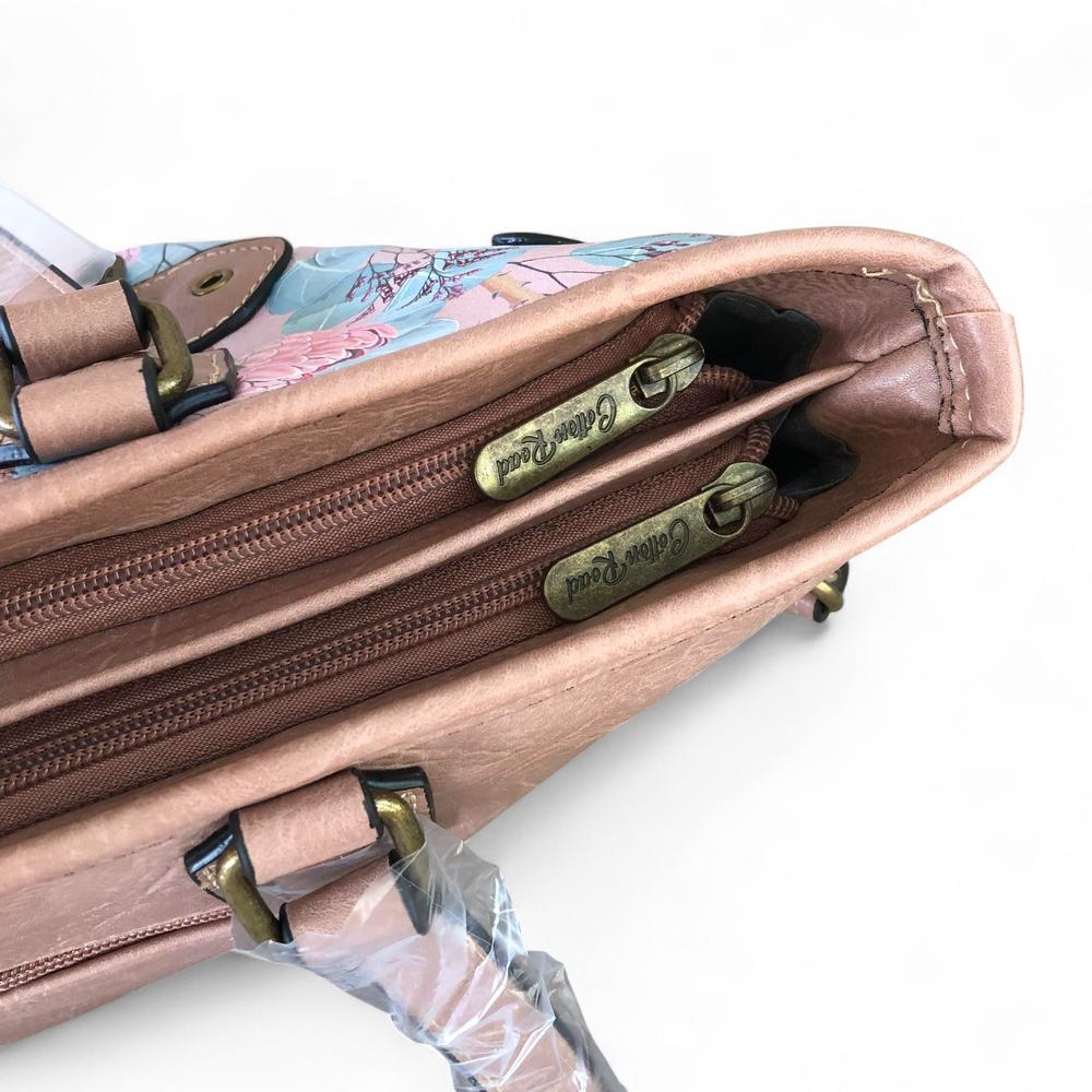 Cotton Road Handbag: PINK PU Leather Handbag with PROTEAS