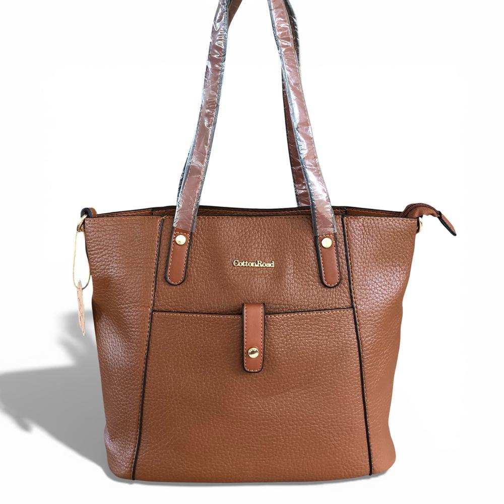 Cotton Road Handbag: TAN BROWN PU Leather Handbag
