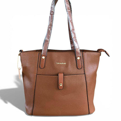 Cotton Road Handbag: TAN BROWN PU Leather Handbag